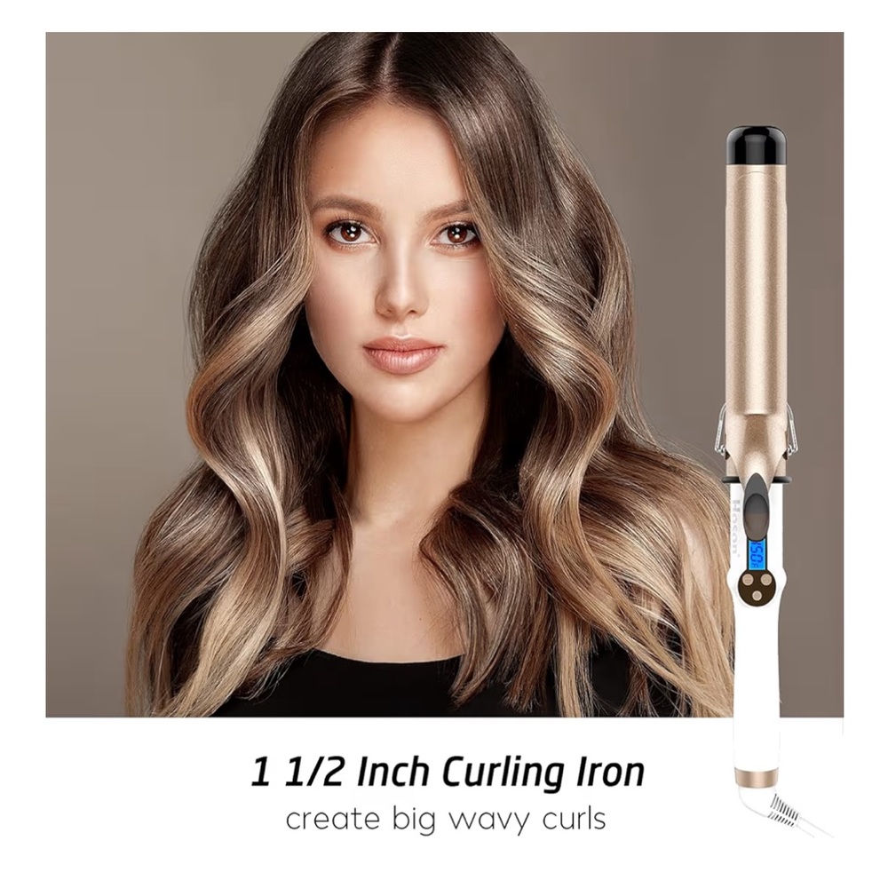 Ceramic 1.5 inch large barrel curling iron - Picture 2 of 7